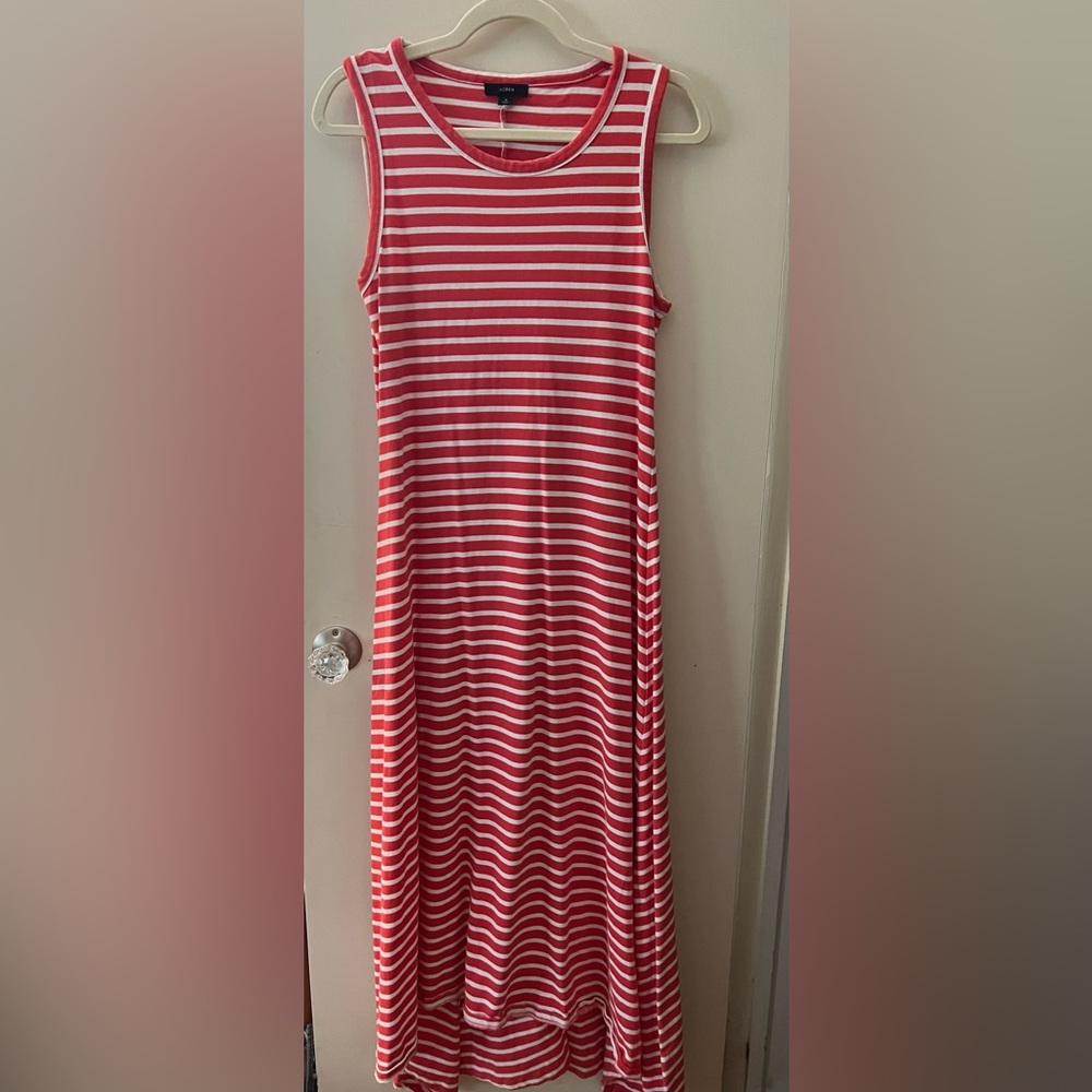 J.Crew pink and white striped maxi dress